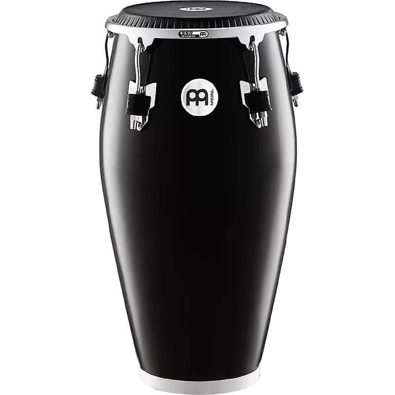 Conga Tumba Meinl FCR1212BK de 12 1/2" de la serie Fibercraft en color negro con parche Skyndeep de piel de becerro negra Remo